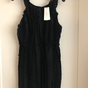 NWT Sandro Black Fringe Detail Cocktail Dress